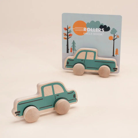 Wooden Push Toy Pickup Truck – 4.5 Inch Maple Wheels – Safe Inks | Uncle Goose Made in USA Uncle Goose  Rollers
