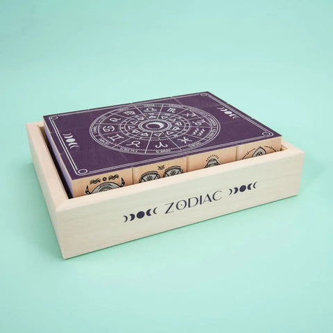 Wooden Zodiac Blocks Set for Kids - 12 Pieces, 1.75 Inch - Uncle Goose | Made in USA Uncle Goose  Eclectic