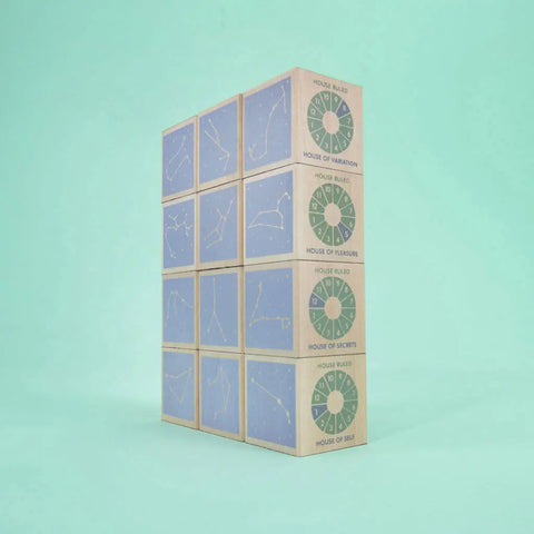 Wooden Zodiac Blocks Set for Kids - 12 Pieces, 1.75 Inch - Uncle Goose | Made in USA Uncle Goose  Eclectic
