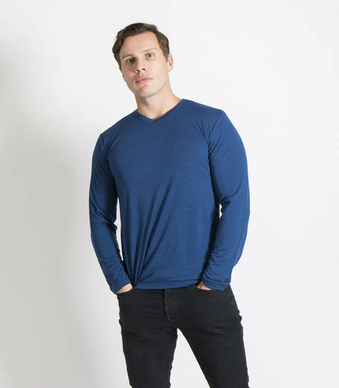Wool Cross Neck LS RamblersWay  Mens Tops
