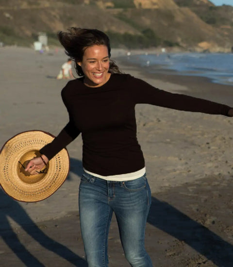 Wool Jewel Neck RamblersWay  Womens Tops 85.00 Black / Large