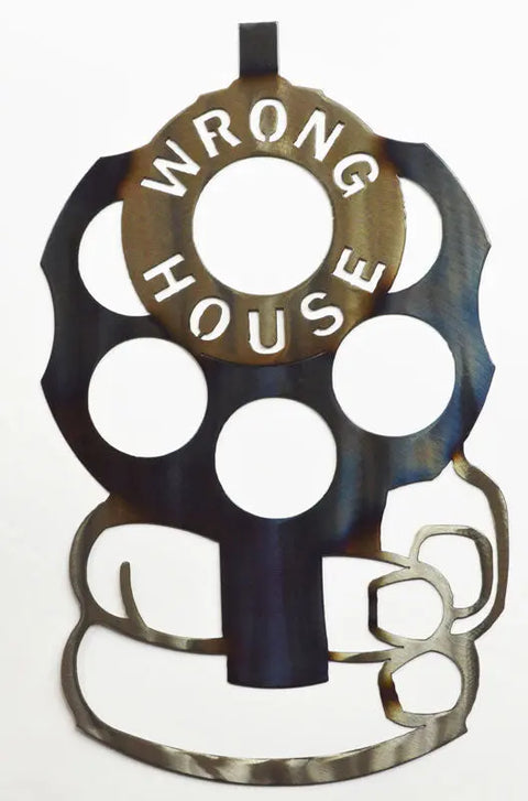 Wrong House Metal Wall Art – Heat-Treated Outdoor Sculpture | Handcrafted Made in USA Durable Decor Knights Home Decor  item