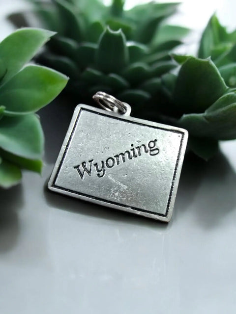 Wyoming State Pewter Charm – 1.75 Inch Travel Jewelry Accessory | Handmade in USA Durable Gift Michelle Marie Boutique  Charms and pendants
