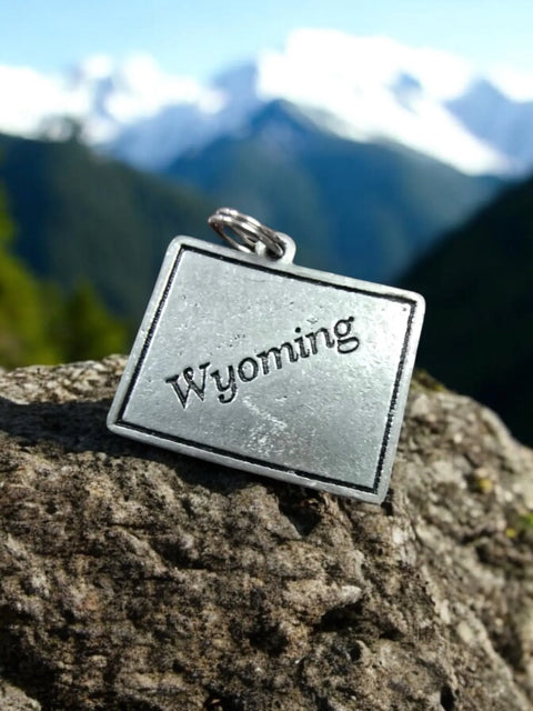 Wyoming State Pewter Charm – 1.75 Inch Travel Jewelry Accessory | Handmade in USA Durable Gift Michelle Marie Boutique  Charms and pendants