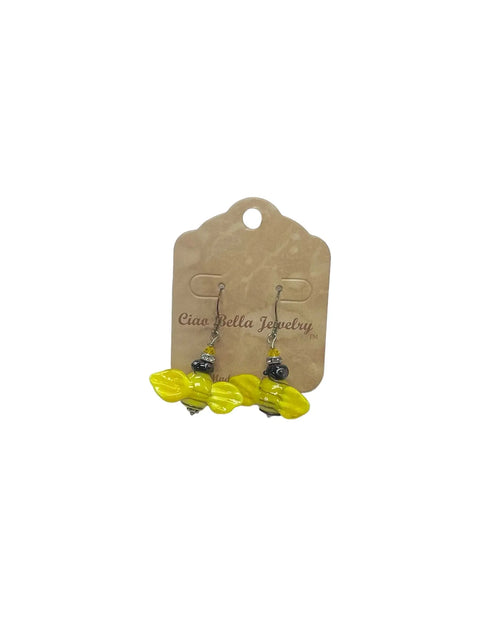 Yellow Glass Bumblebee Dangle Earrings – Handcrafted Whimsical Jewelry by Michelle Marie Boutique | Made in USA Michelle Marie Boutique  Earrings