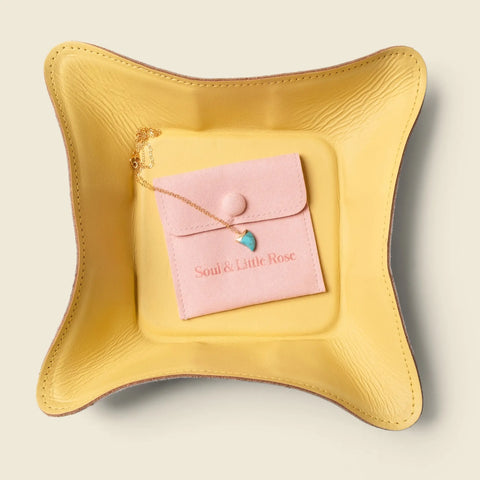 Yellow Leather Travel Valet Tray 8 Inch – Full Grain | Handmade in USA CASUPO  Small Leather Goods