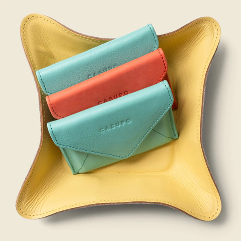 Yellow Leather Travel Valet Tray 8 Inch – Full Grain | Handmade in USA CASUPO  Small Leather Goods