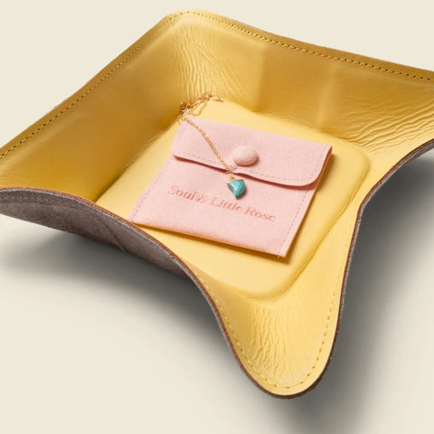 Yellow Leather Travel Valet Tray 8 Inch – Full Grain | Handmade in USA CASUPO  Small Leather Goods