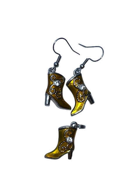 Yellow Rainboot Charm Jewelry Set – Hand-Painted Earrings and Necklace 18 Inch Chain | Michelle Marie Boutique Made in USA Michelle Marie Boutique  Jewelry Sets