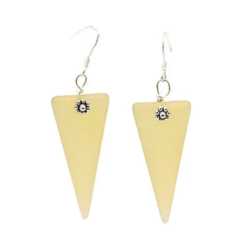 Yellow Sea Glass Triangle Earrings 2.5 Inch – Sterling Silver Hooks – Coastal Jewelry | Made in USA Michelle Marie Boutique  Earrings