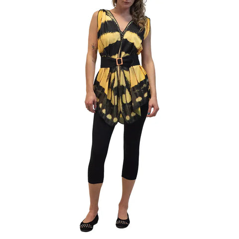 Yellow Swallowtail Butterfly Print Tunic – Sustainable Recycled Fabric | Made in USA Spiritex | Sustainable Apparel  Women's Butterfly Collection