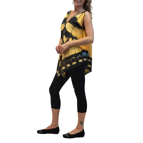 Yellow Swallowtail Butterfly Print Tunic – Sustainable Recycled Fabric | Made in USA Spiritex | Sustainable Apparel  Women's Butterfly Collection