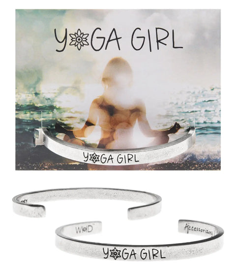 Yoga Girl Inspirational Quotable Cuff Bracelet – Handcrafted Recycled Pewter | Made in USA Whitney Howard Designs  Cuff Bracelets