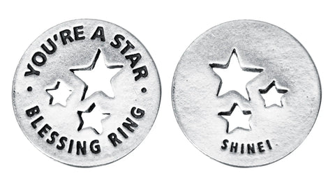 You're a Star Pewter Blessing Ring Charm 1 Inch – Handcrafted Inspirational Token | Made in USA Whitney Howard Designs  Blessing Ring