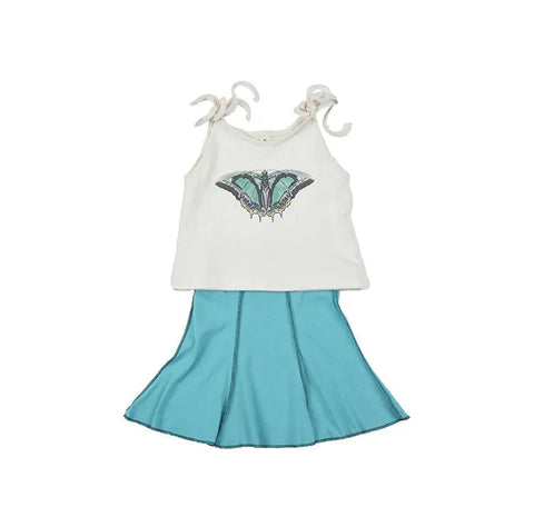 Youth Organic Cotton Butterfly Graphic Crop Tank – Adjustable Tie Straps | Made in USA Spiritex | Sustainable Apparel  Graphic Youth Tees