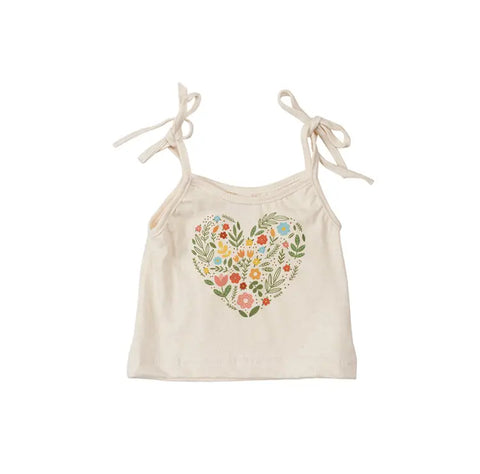 Youth Organic Cotton Floral Tie Shoulder Crop Tank – Lightweight Jersey | Made in USA Spiritex | Sustainable Apparel  Graphic Youth Tees