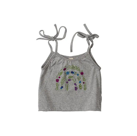 Youth Organic Cotton Floral Tie Shoulder Crop Tank – Lightweight Jersey | Made in USA Spiritex | Sustainable Apparel  Graphic Youth Tees