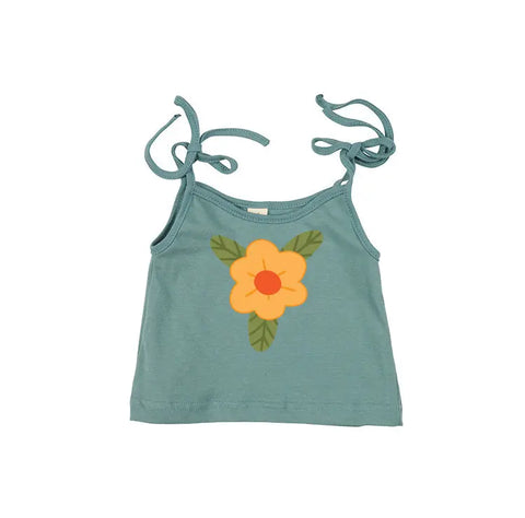 Youth Organic Cotton Floral Tie Shoulder Crop Tank – Lightweight Jersey | Made in USA Spiritex | Sustainable Apparel  Graphic Youth Tees