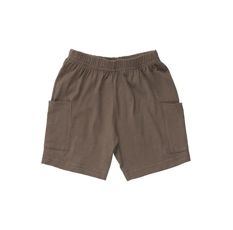 Youth Jersey Shorts by Spiritex | Sustainable Apparel, crafted from organic cotton with an elastic waistband and large side pockets. Made in the USA and shown on a plain white background.
