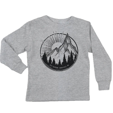 Youth Organic Cotton Long Sleeve Adventure Tee – Get Outside Graphic | Made in USA Spiritex | Sustainable Apparel  Graphic Youth Tees