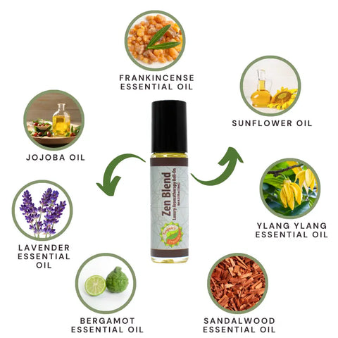 Zen Blend Aromatherapy Roll-On 10ml – Organic Essential Oil Relief | Made in USA Taspen's Organics  Aromatherapy (8)