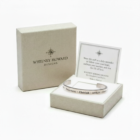 Handcrafted Friends Inspiration Cuff Bracelet – Recycled Pewter Open Bangle | Made in USA Whitney Howard Designs  Cuff Bracelets