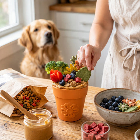 Large Durable Rubber Flower Pot Dog Treat Dispenser – Interactive Chew Toy | Made in USA SodaPup  Rubber Dog Toys