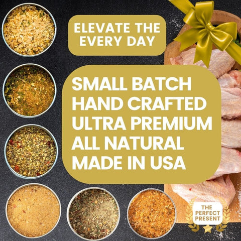 Premium Chicken Seasoning Set – 6 Large Handcrafted Spice Tins for Poultry & Veggies | Made in USA