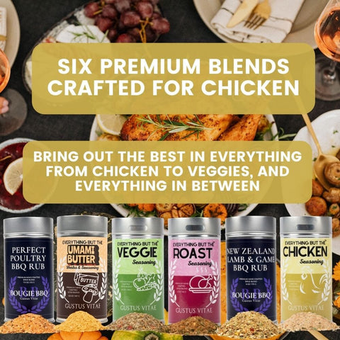 Premium Chicken Seasoning Set – 6 Large Handcrafted Spice Tins for Poultry & Veggies | Made in USA