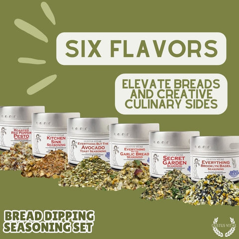Gustus Vitae Bread Dipping Seasoning Variety Pack – 6 Gourmet Flavors | Made in USA Gustus Vitae  Collections & Gift Sets