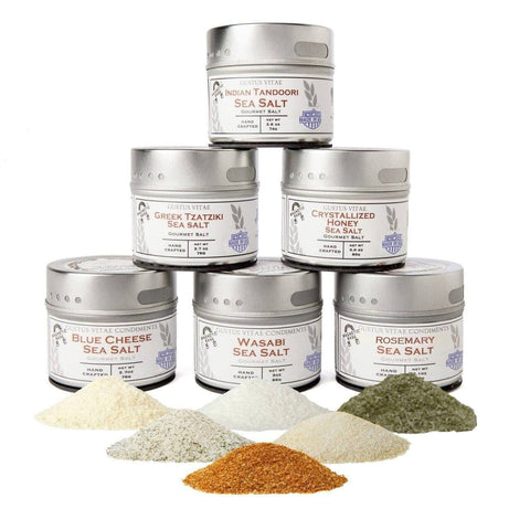 Artisanal Finishing Sea Salt Variety Pack – 6 Gourmet Tins | Made in USA Gustus Vitae  Collections & Gift Sets