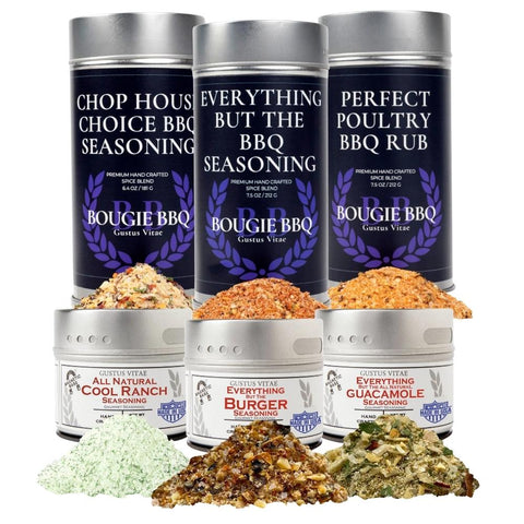Bougie BBQ Gourmet Seasoning Set – Super Summer Six Pack | Made in USA Gustus Vitae  Collections & Gift Sets