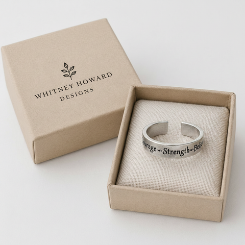 Inspirational Courage Strength Believe Dual Message Adjustable Ring – Handmade Blessing Jewelry | Made in USA Whitney Howard Designs  InspireRings