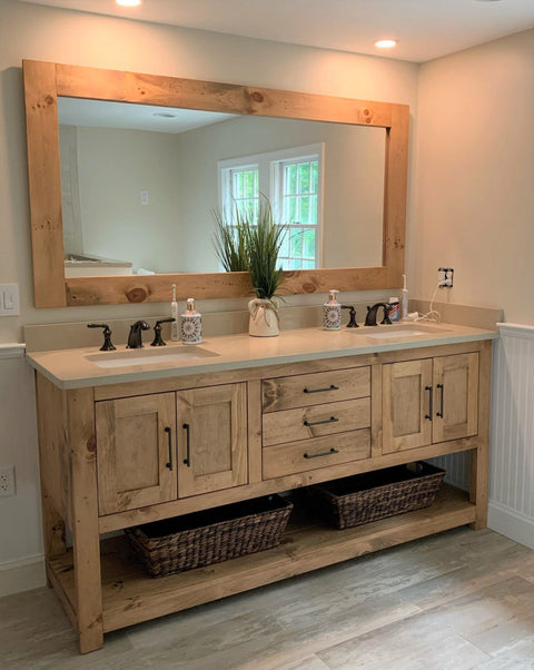 Custom Double Sink Bathroom Vanity – Handcrafted Solid Wood Cabinetry – Made in USA | Model #1045 Limitless Woodworking  item
