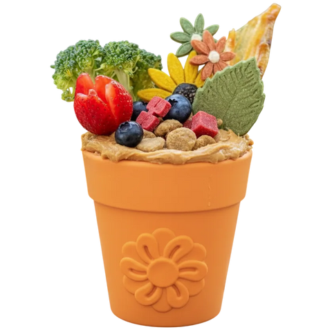 Large Durable Rubber Flower Pot Dog Treat Dispenser – Interactive Chew Toy | Made in USA SodaPup  Rubber Dog Toys