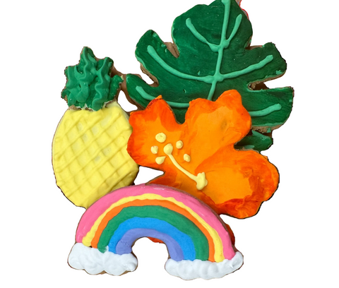 Hawaiian Dog Treat Gift Box – 4 Inch Decorative Cookies | Made in USA Dogtown Bakery 