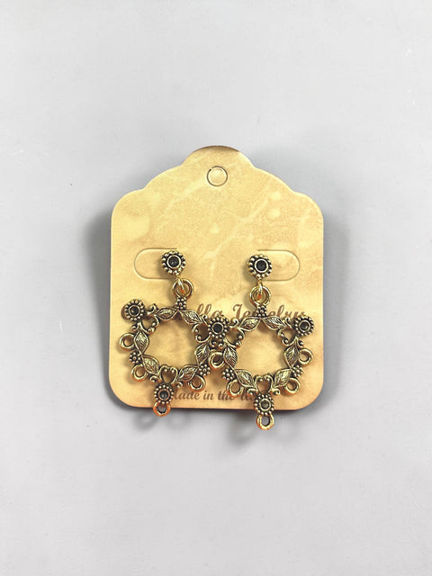 Handcrafted Gold-Tone Swirl Dangle Earrings with Green Crystal Beads – Elegant Jewelry | Made in USA Michelle Marie Boutique  Earrings