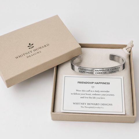 Handcrafted Friends Inspiration Cuff Bracelet – Recycled Pewter Open Bangle | Made in USA Whitney Howard Designs  Cuff Bracelets