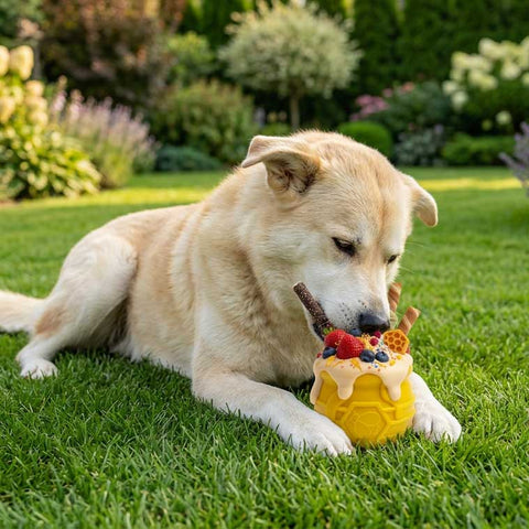 Durable PUP-X Rubber Treat Dispenser Toy – Honey Pot Design | Made in USA SodaPup  Rubber Dog Toys