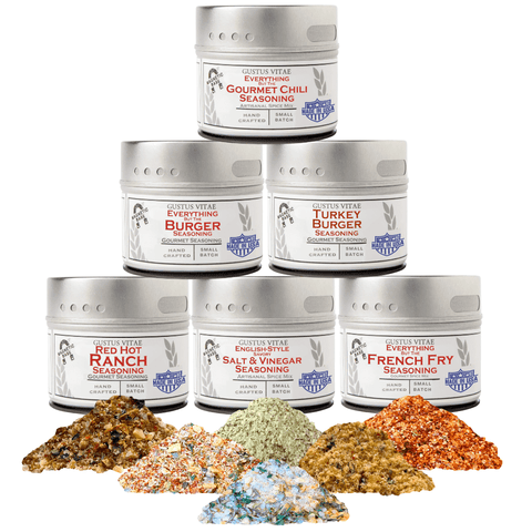 Gourmet Backyard Burger & Fries Seasoning Collection – Six-Pack Spice Set | Made in USA Gustus Vitae  Collections & Gift Sets