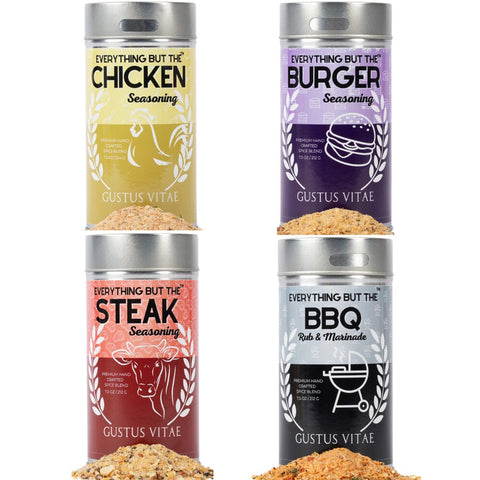 Gustus Vitae Gourmet BBQ Spice Blend Set – 4 Pack Artisan Seasonings | Made in USA Gustus Vitae  Gourmet Seasonings