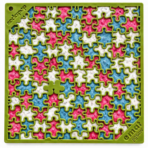 Jigsaw Puzzle Design Dog Lick Mat – FDA Approved Pet Enrichment | Made in USA SodaPup  EMAT