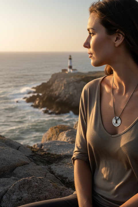 Handcrafted Guidance Blessing Ring Charm – Recycled Pewter Lighthouse Token | Made in USA, Pocket Size Inspirational Gift Whitney Howard Designs  Blessing Ring