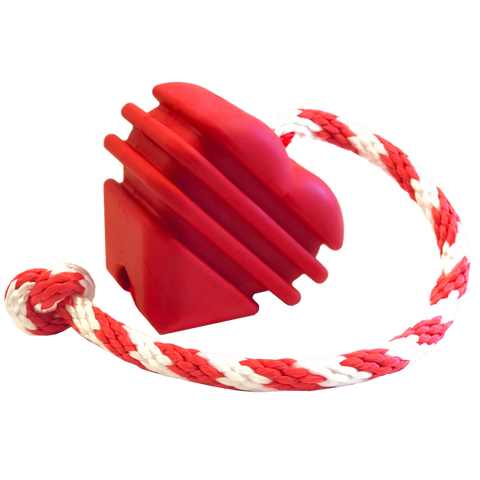 Durable Large Rubber Heart Dog Tug Toy With Rope – Interactive Chew Toy | Made in USA SodaPup  Rubber Dog Toys