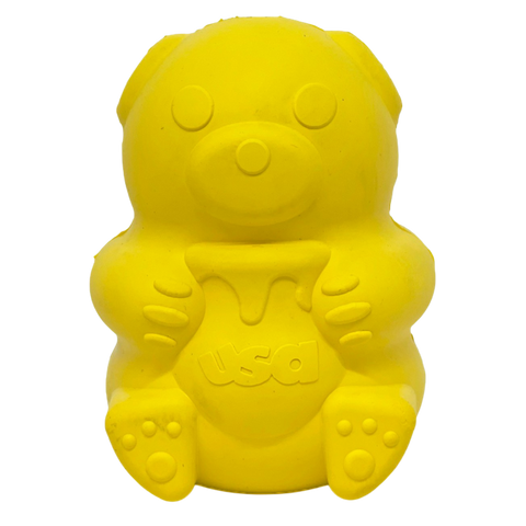 Honey Bear Durable Rubber Dog Treat Dispenser Toy – Interactive Chew Toy | Made in USA SodaPup  Rubber Dog Toys
