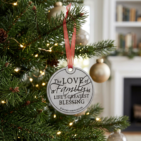 Handcrafted Family Blessing Christmas Ornament – Recycled Pewter Holiday Decor | Made in USA Whitney Howard Designs  Ornaments