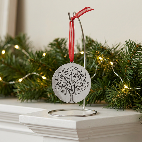 Music Tree of Life Holiday Ornament – Handcrafted Lead-Free Pewter | Made in USA with Red Ribbon Accent Whitney Howard Designs  Ornaments