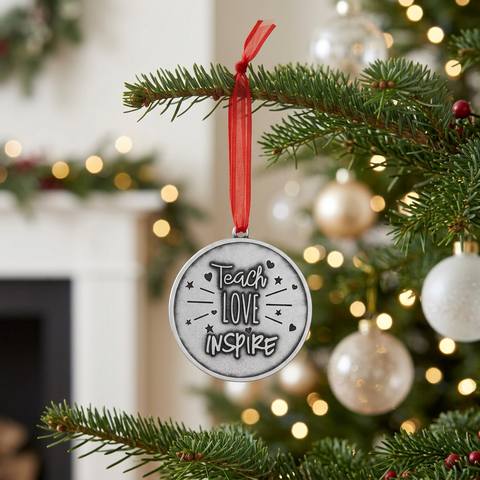 Teacher Love Inspire Holiday Ornament – Handcrafted Recycled Pewter – Inspirational Educator Gift | Made in USA Whitney Howard Designs  Ornaments