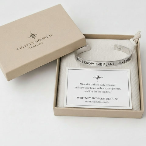 Inspirational Psalm Jeremiah 29:11 Cuff Bracelet – Handcrafted Recycled Pewter Bracelet | Made in USA Whitney Howard Designs  Cuff Bracelets