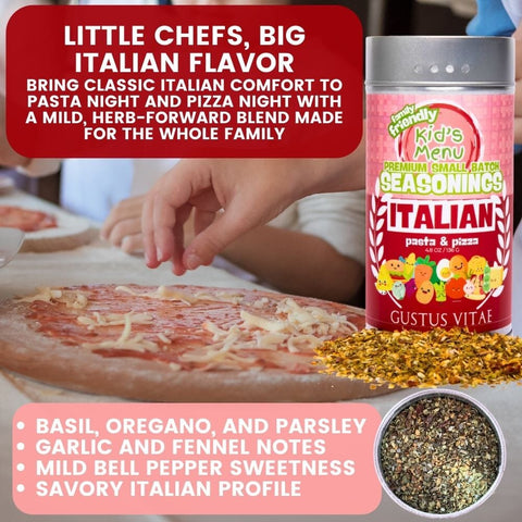 Kid’s Menu Seasoning Gift Set – 6-Pack XL Tins Family-Friendly Blends | Handcrafted in USA with Non-GMO Ingredients